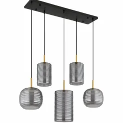 Suspension Verre Fumé-Luminaires Globo Lighting Lampigna Suspension LED Laiton, Noir, 1 lumière