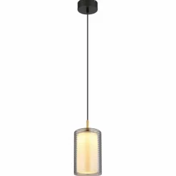 Suspension Verre Fumé-Luminaires Globo Lighting Lampigna Suspension LED Laiton, Noir, 1 lumière