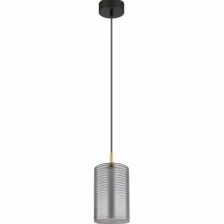 Suspension Verre Fumé-Luminaires Globo Lighting Lampigna Suspension LED Laiton, Noir, 1 lumière