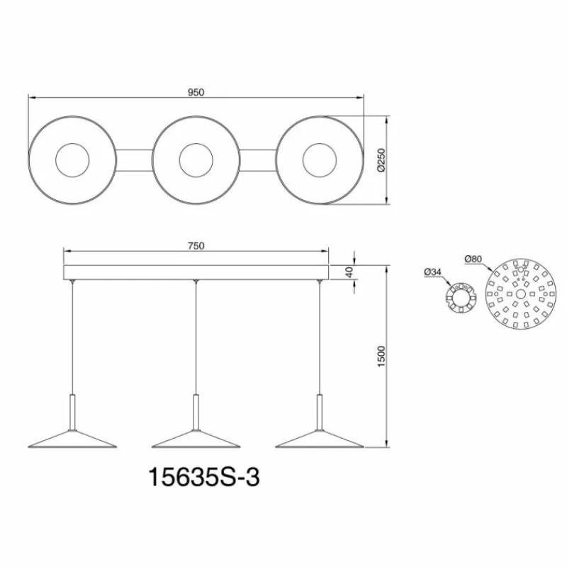 Luminaires Globo Lighting Lampone Suspension LED Noir, 1 lumière* Éclairage Led