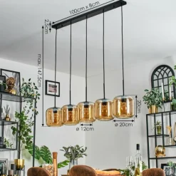 hofstein Lauden Suspension Ambre, 5 lumières