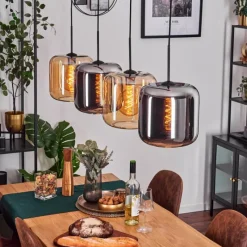 hofstein Lauden Suspension Ambre, Chrome, 4 lumières