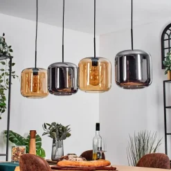 hofstein Lauden Suspension Ambre, Chrome, 4 lumières