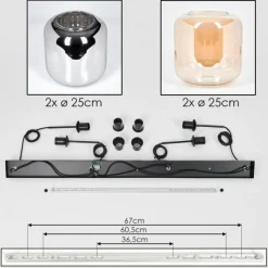 hofstein Lauden Suspension Ambre, Chrome, 4 lumières