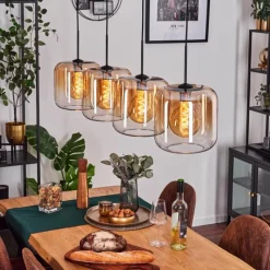 hofstein Lauden Suspension Ambre, Clair, 4 lumières
