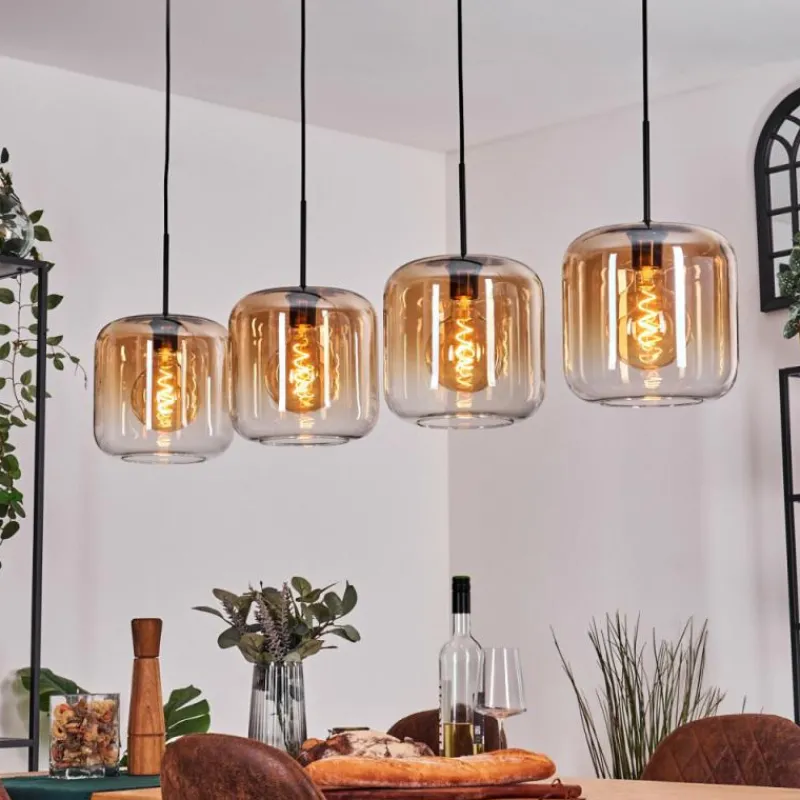 hofstein Lauden Suspension Ambre, Clair, 4 lumières