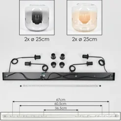 hofstein Lauden Suspension Ambre, Clair, Fumé, 4 lumières
