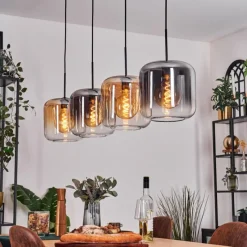 hofstein Lauden Suspension Ambre, Clair, Fumé, 4 lumières