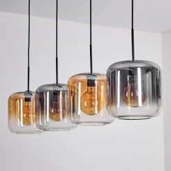 hofstein Lauden Suspension Ambre, Clair, Fumé, 4 lumières
