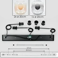 hofstein Lauden Suspension Ambre, Clair, Fumé, 3 lumières