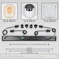 hofstein Lauden Suspension Ambre, Chrome, Clair, 4 lumières