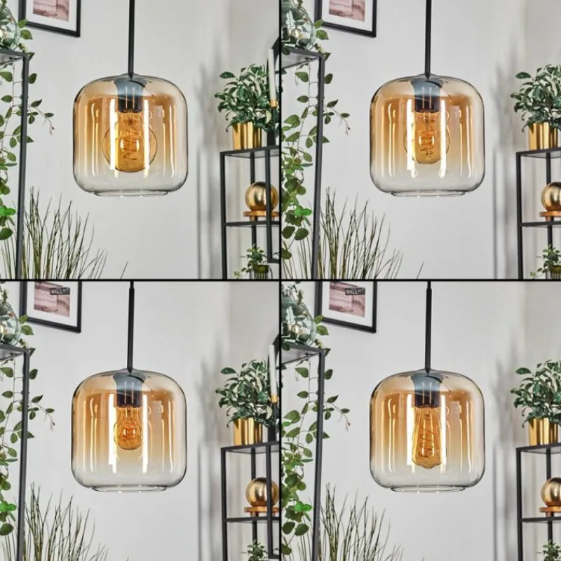 hofstein Lauden Suspension Ambre, Clair, 5 lumières