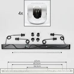 hofstein Lauden Suspension Chrome, Clair, 4 lumières