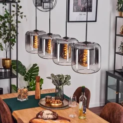 hofstein Lauden Suspension Clair, Fumé, 4 lumières