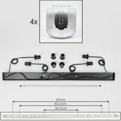 hofstein Lauden Suspension Clair, Fumé, 4 lumières