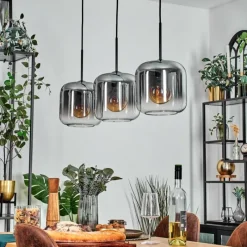 hofstein Lauden Suspension Clair, Fumé, 3 lumières