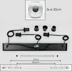 hofstein Lauden Suspension Clair, Fumé, 3 lumières