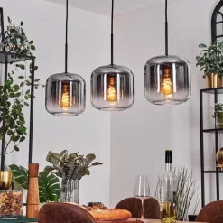 hofstein Lauden Suspension Clair, Fumé, 3 lumières