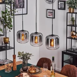 hofstein Lauden Suspension Clair, Fumé, 3 lumières