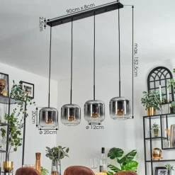 hofstein Lauden Suspension Clair, Fumé, 4 lumières