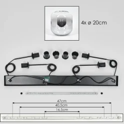 hofstein Lauden Suspension Clair, Fumé, 4 lumières