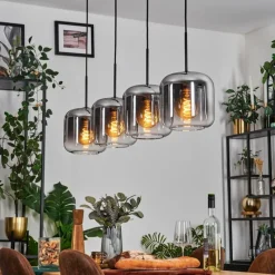 hofstein Lauden Suspension Clair, Fumé, 4 lumières