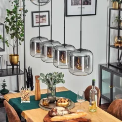 hofstein Lauden Suspension Clair, Fumé, 4 lumières