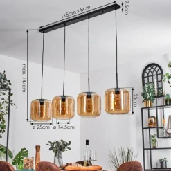 hofstein Lauden Suspension Noir, 4 lumières