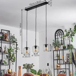 hofstein Lauden Suspension Noir, 3 lumières