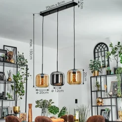 hofstein Lauden Suspension Noir, 3 lumières