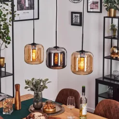 hofstein Lauden Suspension Noir, 3 lumières