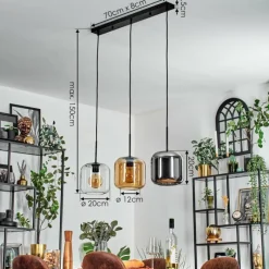 hofstein Lauden Suspension Noir, 3 lumières