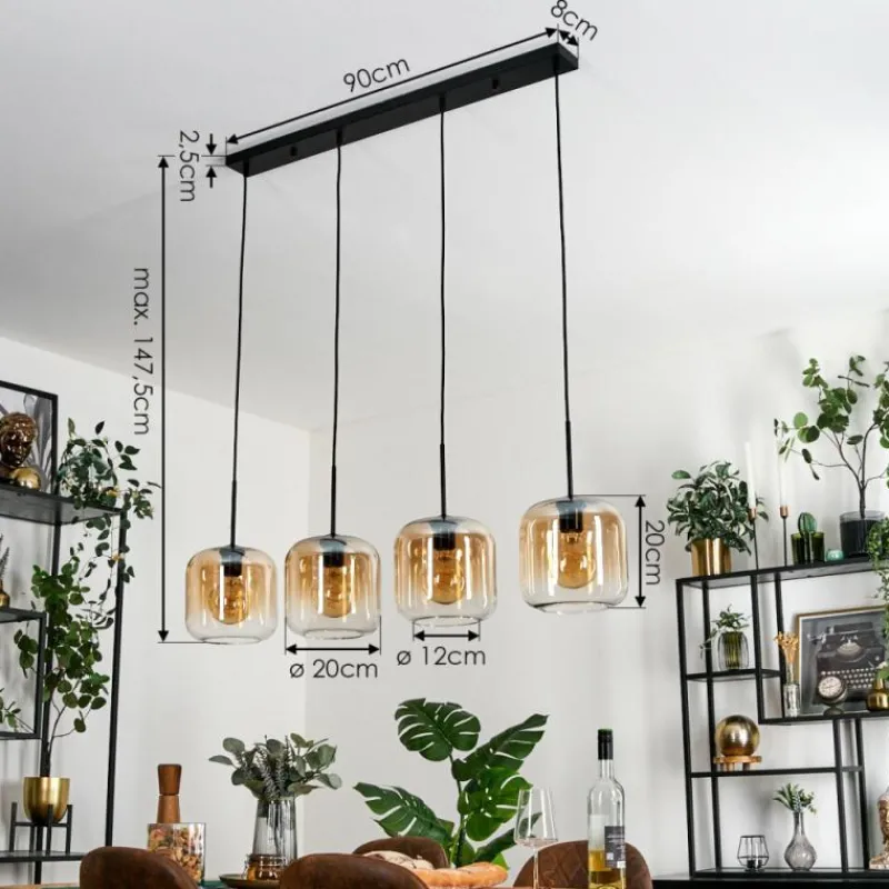 hofstein Lauden Suspension Noir, 4 lumières