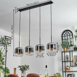 hofstein Lauden Suspension Noir, 4 lumières