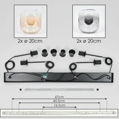 hofstein Lauden Suspension Noir, 4 lumières