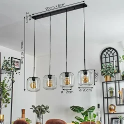 hofstein Lauden Suspension Noir, 4 lumières