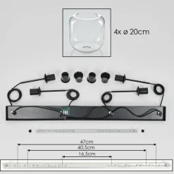 hofstein Lauden Suspension Noir, 4 lumières