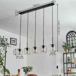 hofstein Lauden Suspension Noir, 5 lumières