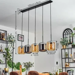 hofstein Lauden Suspension Noir, 5 lumières