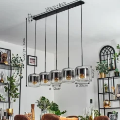 hofstein Lauden Suspension Noir, 5 lumières