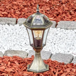 Luminaires Rustiques-hofstein Lavajo Borne lumineuse, Eclairage de chemin Or, Noir, 1 lumière