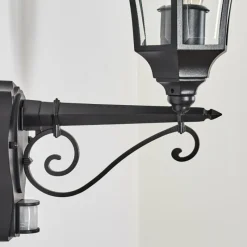 Luminaires Rustiques-hofstein Lavajo Luminaire extérieur, Lampe murale d´extérieur Noir, 1 lumière, Détecteur de mouvement