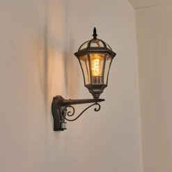 Luminaires Rustiques-hofstein Lavajo Luminaire extérieur, Lampe murale d´extérieur Noir, 1 lumière, Détecteur de mouvement