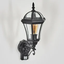 Luminaires Rustiques-hofstein Lavajo Luminaire extérieur, Lampe murale d´extérieur Noir, 1 lumière, Détecteur de mouvement