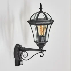 Luminaires Rustiques-hofstein Lavajo Luminaire extérieur, Lampe murale d´extérieur Noir, 1 lumière, Détecteur de mouvement