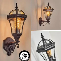 Luminaires Rustiques-hofstein Lavajo Luminaire extérieur, Lampe murale d´extérieur Noir, 1 lumière