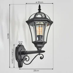 Luminaires Rustiques-hofstein Lavajo Luminaire extérieur, Lampe murale d´extérieur Noir, 1 lumière