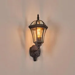 Luminaires Rustiques-hofstein Lavajo Luminaire extérieur, Lampe murale d´extérieur Noir, 1 lumière