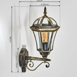 Luminaires Rustiques-hofstein Lavajo Luminaire extérieur, Lampe murale d´extérieur Or, Noir, 1 lumière