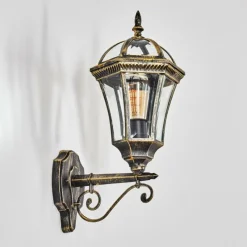 Luminaires Rustiques-hofstein Lavajo Luminaire extérieur, Lampe murale d´extérieur Or, Noir, 1 lumière